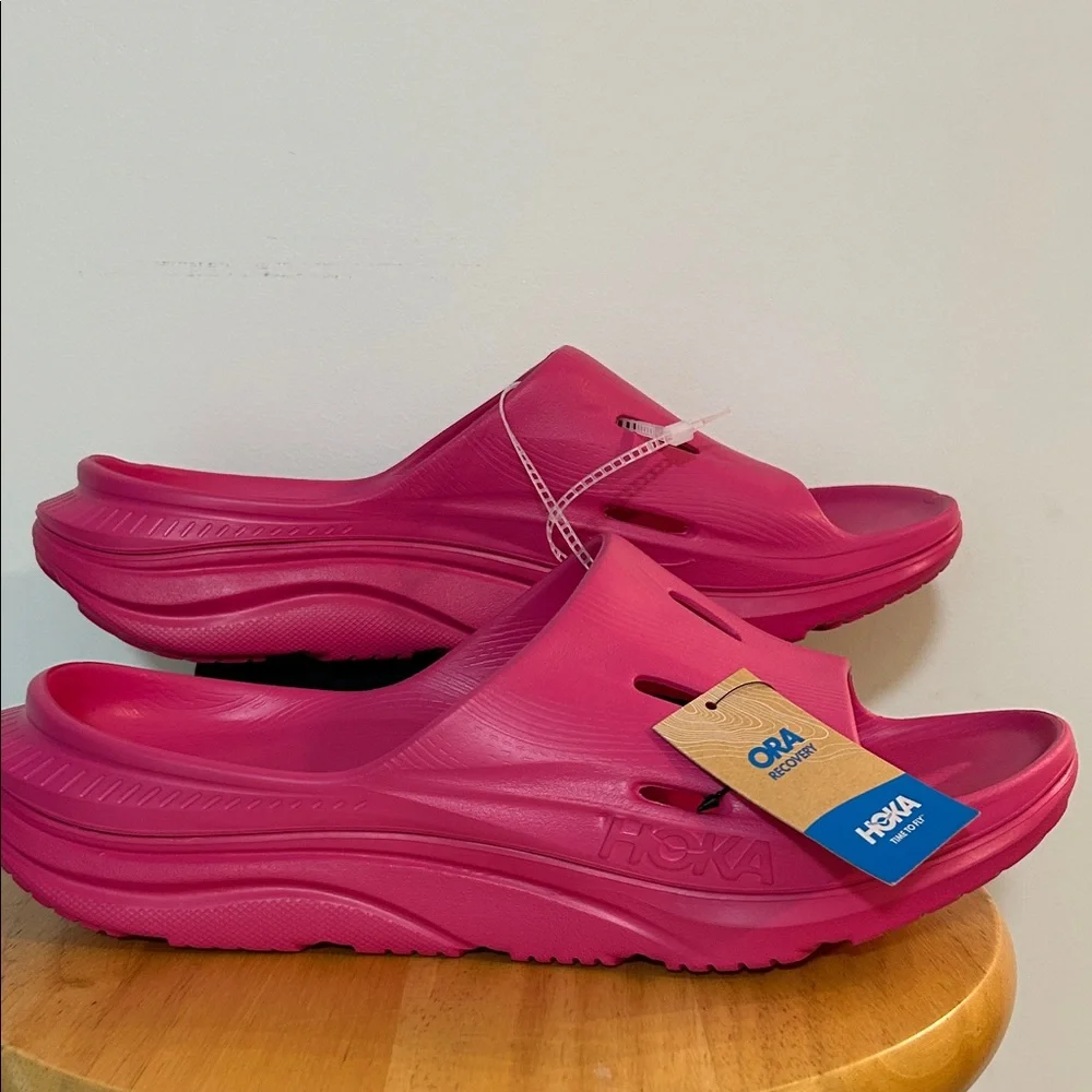 NWT Hoka Ora Recovery 3 Slides Mens Pink Slides Men’s Size 12 Women's Sz 14 - Picture 8 of 14